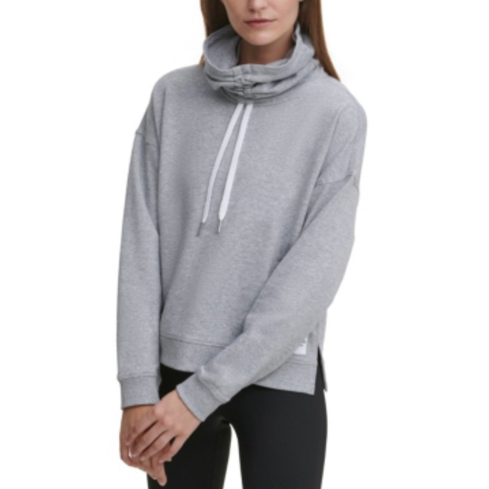 💖MEGA SALE💖Calvin Klein PFCT3912 Women's Mask Funnel Neck Grey Hoodie Cotton - Picture 2 of 8